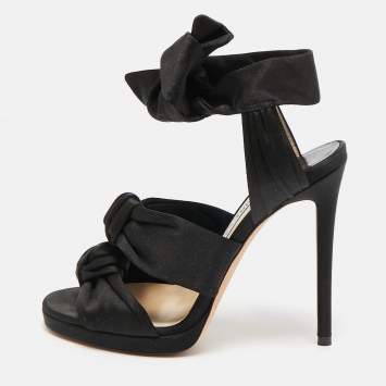 Pre Owned Jimmy Choo Black Satin Kris Sandals Size 35
