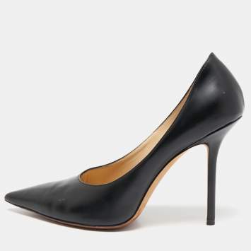 Pre Owned Jimmy Choo Black Leather Love 85 Pumps Size 39.5