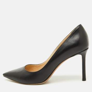 Pre Owned  Jimmy Choo Black Leather Love Pointed Toe Pumps Size 36.5