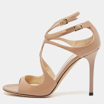 Pre Owned Jimmy Choo Beige Leather Lance Sandals Size 35.5