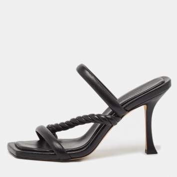 مملوكة مسبقًا Jimmy Choo Black Leather Diosa Slide Sandals Size 39