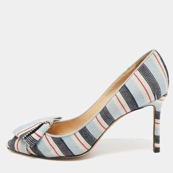 Pre Owned Jimmy Choo Multicolor Canvas Tegan 85 Pumps Size 39