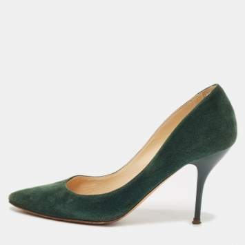 Pre Owned Jimmy Choo Dark Green Velvet Romy Pumps Size 39