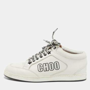 Pre Owned Jimmy Choo White Leather Miami Low Top Sneakers Size 37