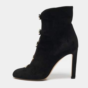 Pre Owned Jimmy Choo Black Suede Loretta Ankle Length Boots 37