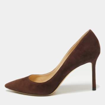 Pre Owned Jimmy Choo Brown Suede Romy Pointed Toe Pumps Size 39.5