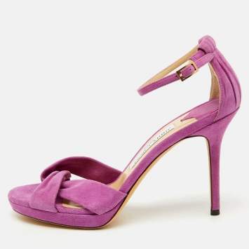 Pre Owned Jimmy Choo Purple Suede Ankle Strap Sandals Size 38