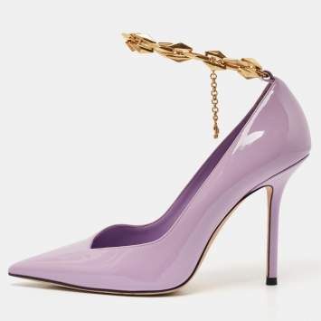 Pre Owned Jimmy Choo Lavender Patent Leather Talura Pumps Size 37