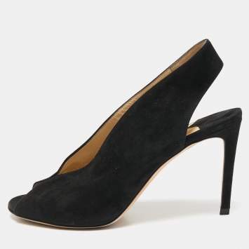 Pre Owned Jimmy Choo Black Suede Slingback Sandals Size 38.5