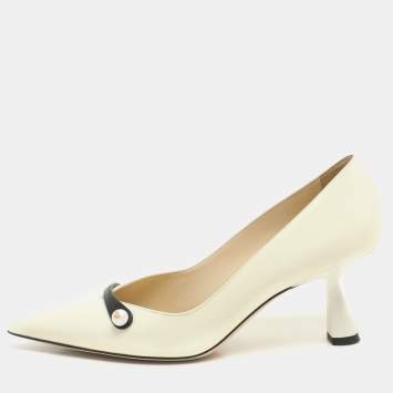 Pre Owned Jimmy Choo White Patent Leather Rosalie Pumps Size 34