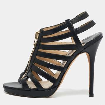 Jimmy Choo Black Leather Glenys Gladiator Sandals Size 38