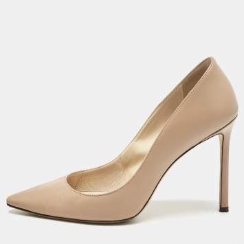 Pre Owned Jimmy Choo Beige Leather Romy Pumps Size 38