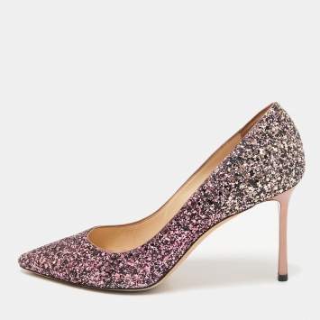 Pre Owned Jimmy Choo Candy Floss Coarse Glitter Romy 85 Pumps Size 38