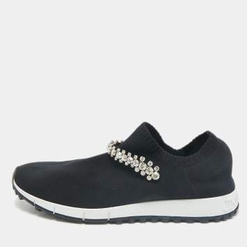 Jimmy Choo Black Fabric Vero Low Top Sneakers Size 38