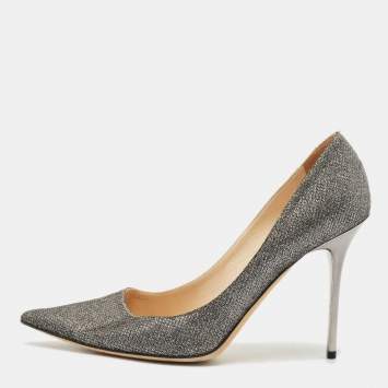 Pre Owned Jimmy Choo Silver Metallic Lurex Fabric Romy Pointed Toe Pumps Size 38