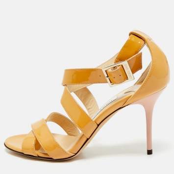 Jimmy Choo Brown Patent  Ankle Strap Sandals Size 36