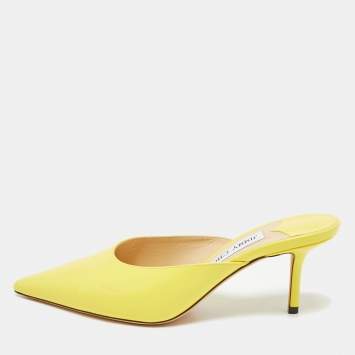 Jimmy Choo Yellow Leather Rav Mules Size 39
