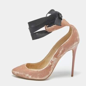 Pre Owned Jimmy Choo Beige Velvet Rosana Round Toe Pumps Size 38