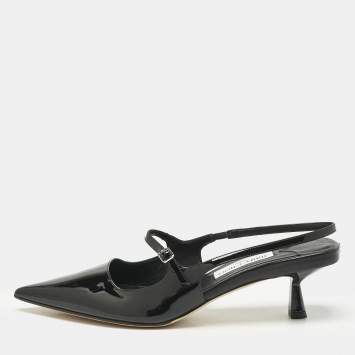 Pre Owned Jimmy Choo Black Patent Leather Didi Slingback Pumps Size 42