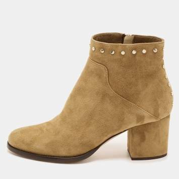 Pre Owned Jimmy Choo Tan Suede Melvin Ankle Boots Size 37