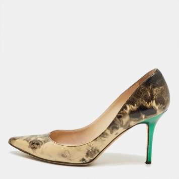 Pre Owned Jimmy Choo Black/Cream Leather Love Pointed Toe Pumps Size 36