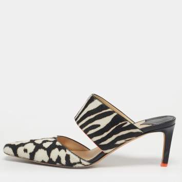 Pre Owned Jimmy Choo White Calf Hair Mules Size 40