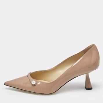 Pre Owned Jimmy Choo Dusty Pink Patent Leather Rosalia Pumps Size 37.5