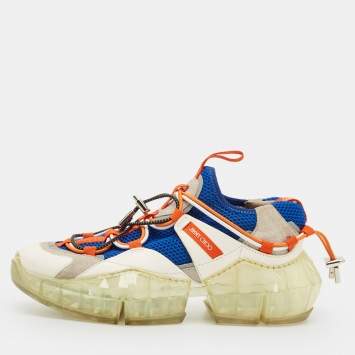 Pre Owned Jimmy Choo Multicolor Leather And Mesh Diamond Trail Sneakers Size 36.5 