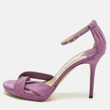 Pre Owned Jimmy Choo Purple Suede Accents Ankle Strap Sandals Size 40