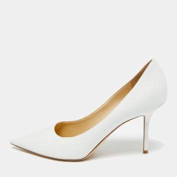 Pre Owned Jimmy Choo Romy Size 43 White Glitter Pumps