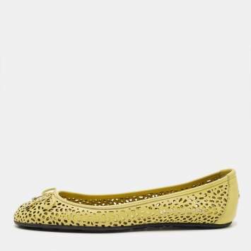 مملوكة مسبقًا حذاء فلات باليرينا جيمي تشو بني جلد مرصع بالكريستال مقاس 38