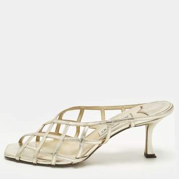 مملوكة مسبقًا Jimmy Choo Saila Size 41 Gold Leather Mules