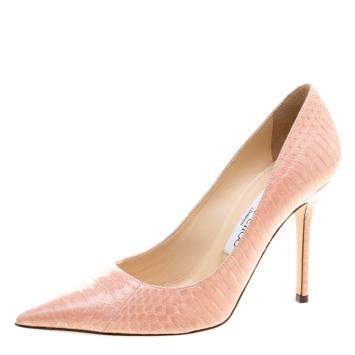 Pre Owned Jimmy Choo Blush Pink Elaphe Leather Abel Pointed Toe Pumps Size 36