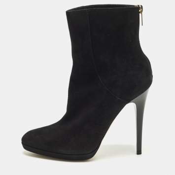 Pre Owned Jimmy Choo Gracie Size 38 Black Suede Ankle Length Boots