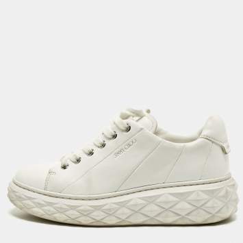 Pre Owned Jimmy Choo Diamond Maxi Size 36 White Leather Lace Up Sneakers