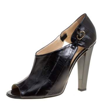 Pre Owned Jimmy Choo Black Eel Leather Keira Ankle Boots Size 40