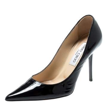 Pre Owned Jimmy Choo Black Patent Leather Romy Pointed Toe Pumps Size 35