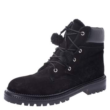 Pre Owned Jimmy Choo Black Suede Lace Up Ankle Boots Size 40