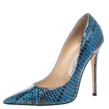 Pre Owned Jimmy Choo Blue/Black Python Anouk Pumps Size 37.5