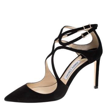 Pre Owned Jimmy Choo Black Suede Lancer Pumps Size 39