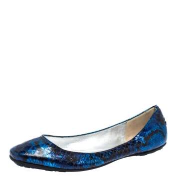 Pre Owned Jimmy Choo Multicolor Python Embossed Leather Ballet Flats Size 39.5