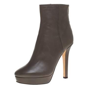 Pre Owned Jimmy Choo Grey Leather Magic Ankle Boots Size 39