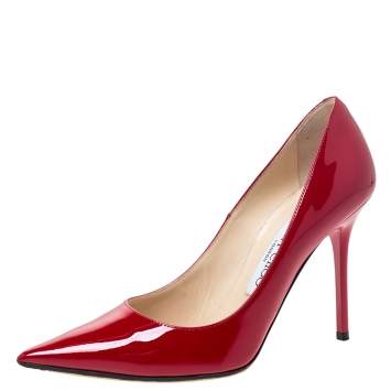 Pre Owned Jimmy Choo Red Patent Leather Anouk Pointed Toe Pumps Size 35