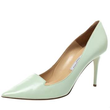 Pre Owned Jimmy Choo Mint Green Leather Alia Pumps Size 40