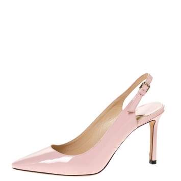 Pre Owned Jimmy Choo Pink Patent Leather Erin Slingback Sandals Size 36