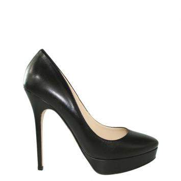 Pre Owned Jimmy Choo Black Leather  Cosmic  Pumps Size 38