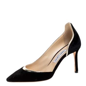 Pre Owned Jimmy Choo Black Velvet Lucy D' Orsay Pumps Size 38.5 