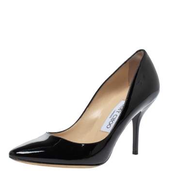 Pre Owned Jimmy Choo Black Patent Leather Emi Pumps Size 36