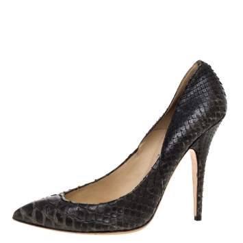 Pre Owned Jimmy Choo Dark Grey Python Anouk Pointed Toe Pumps Size 39