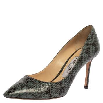 Pre Owned Jimmy Choo Two Tone Python Leather Abel Pointed Toe Pumps Size 35